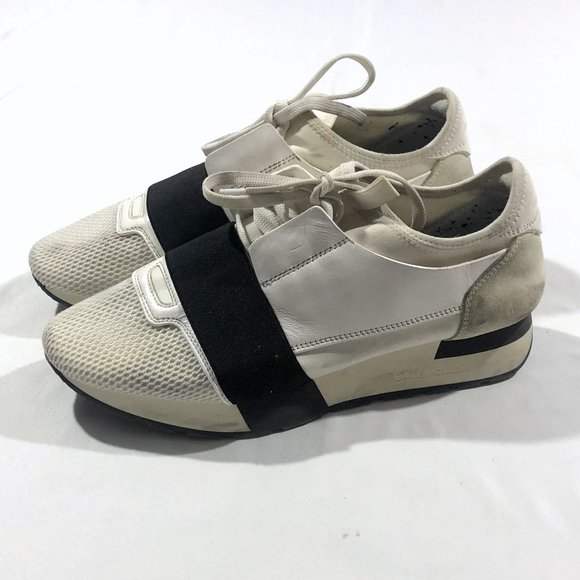 Balenciaga Race Runner White Leather Mesh Neoprene Grey Sneaker Shoes 39 Italy - Picture 5 of 11